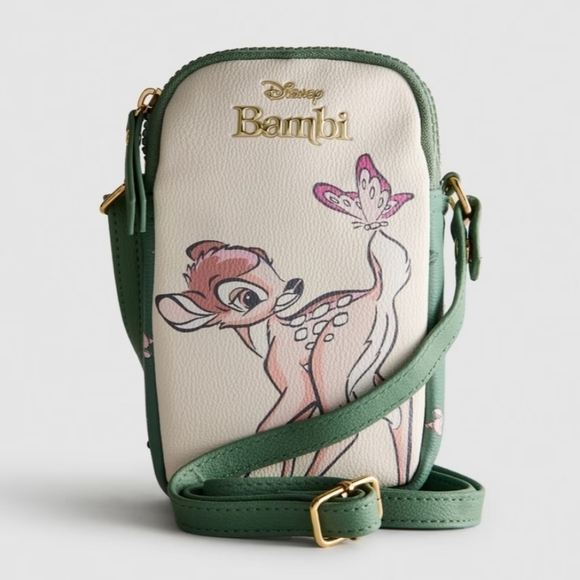 Disney Handbags - Disney Bambi Cream & Green Crossbody Phone Bag